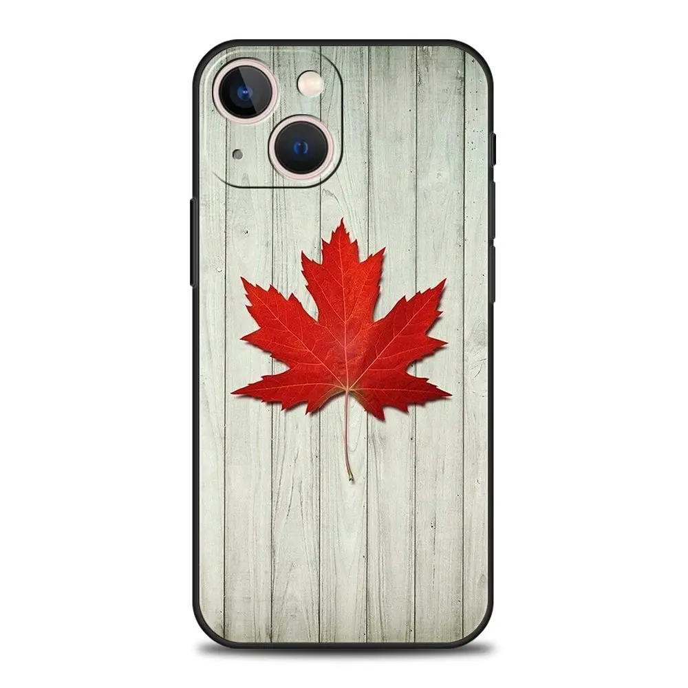 Maple Canada Flag love Football Soft Phone Case For iPhone 11 12 13 15 14 Pro Max X XR XS 7 8 Plus SE 2020 Luxury Black Cover