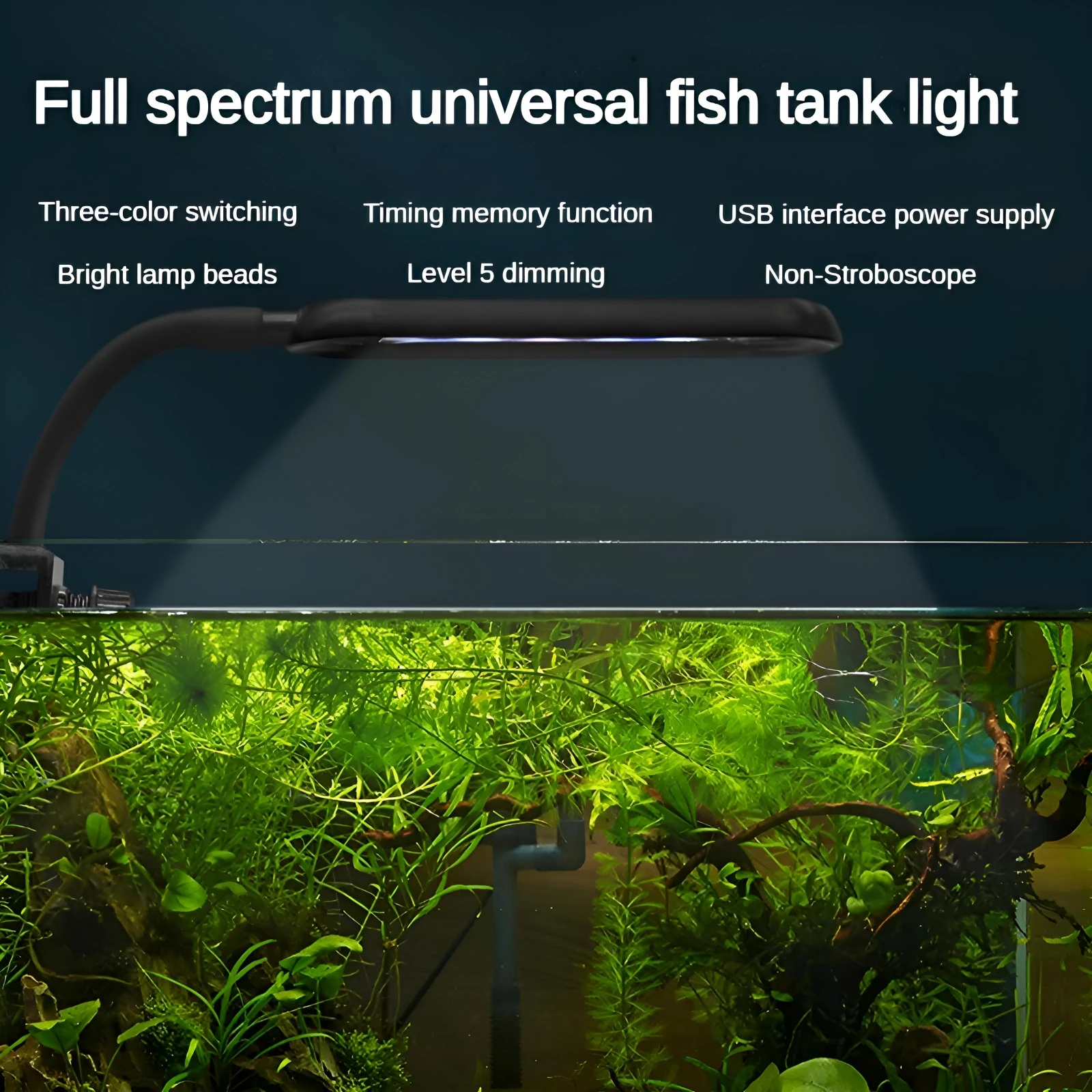 Aquarium LED lights/Full spectrum fish tank lights/Aluminum alloy shell/Adjustable brightness/Timer memory/USB interface