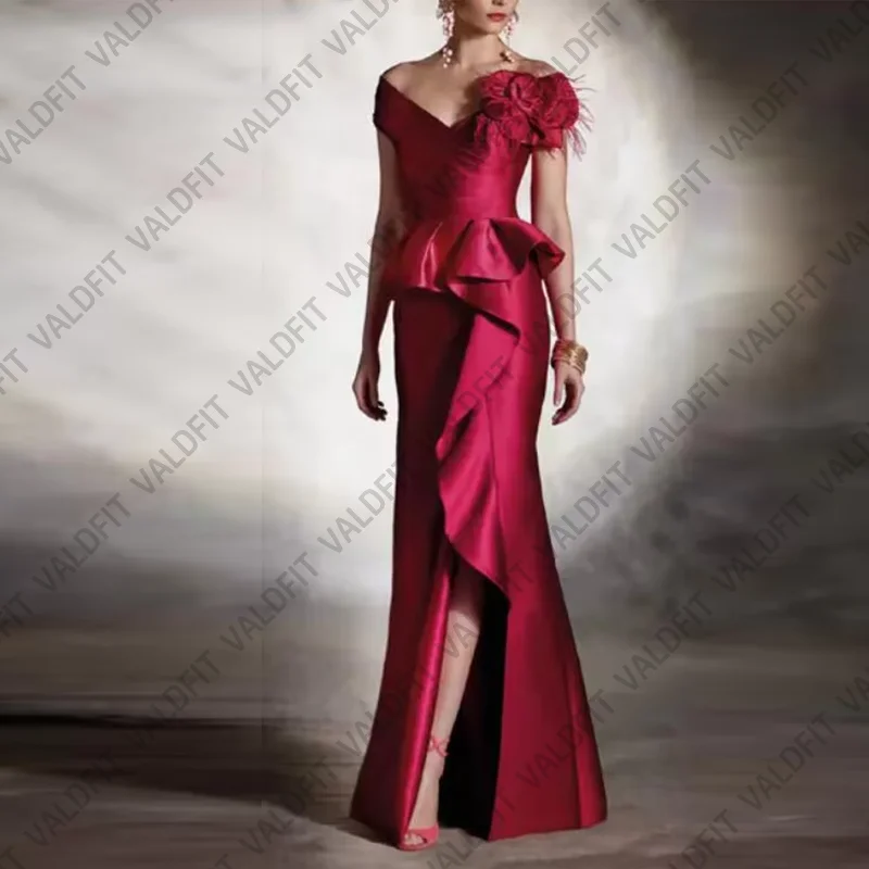 

Customized Long Mermaid Elegant Burgundy Mother of the Bride Dresses with Slit Wedding Party Dress Vestido Invitada Boda 2022