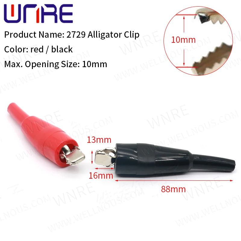 1 pair black red soft plastic coated testing probe metal mini alligator test clips crocodile electrical clamp