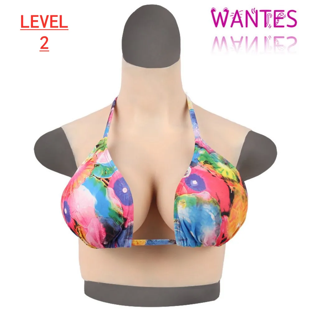 

WANTES Level-2 Fake Silicone Breast Forms Half Body Huge Boobs B/C/D/E/G Cup Transgender Drag Queen Shemale Crossdress for Men