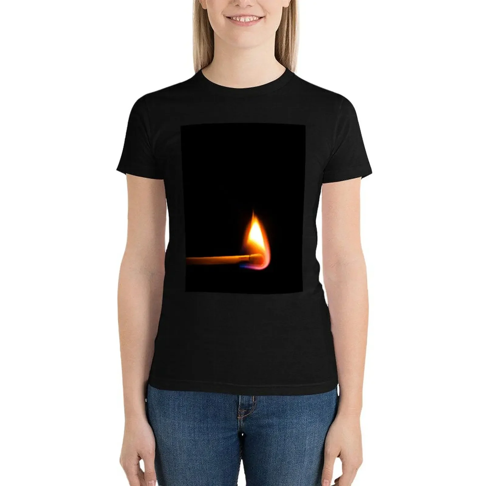 

Bright burning Match in dark T-Shirt oversized funny luxury designer clothing Women