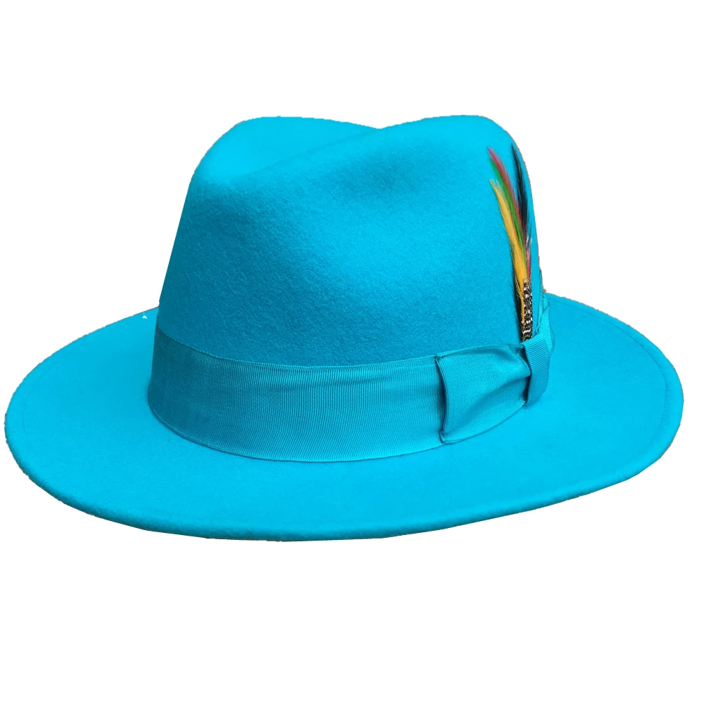 

Шерстяная фетровая синяя шляпа Fedora для мужчин и женщин