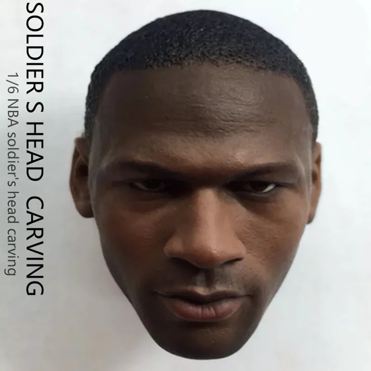 1/6 Scale male soldiers head carving Basketball Star head sculpt black skin fit 12 inches TBL phicen action figure