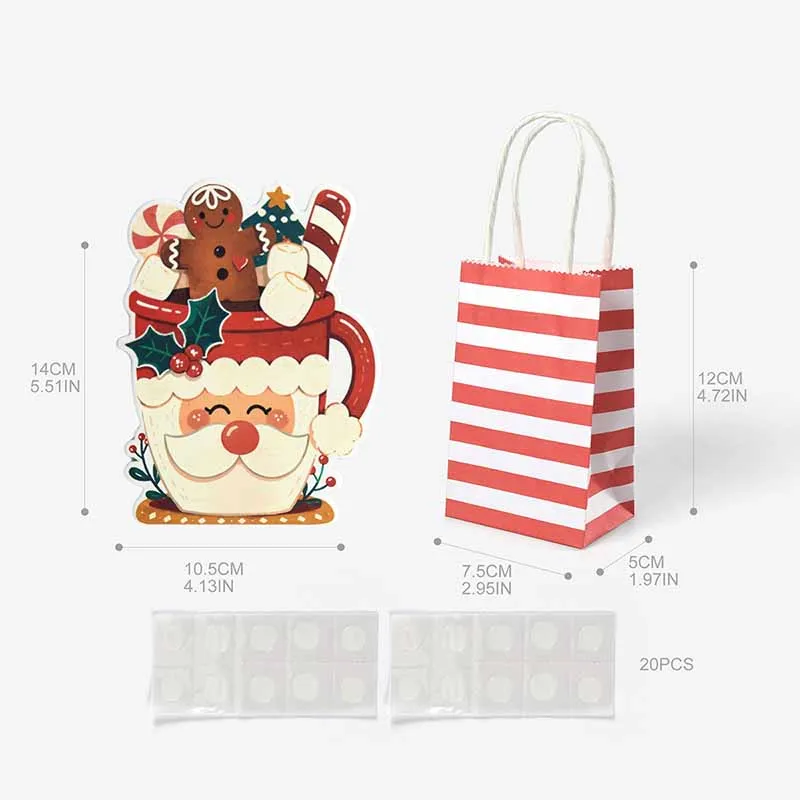 10/20Pcs Mini Christmas Cartoon Gift Bag With Handle Santa Claus Portable Eve Gift Packaging Shopping Bags Xmas Party Decoration