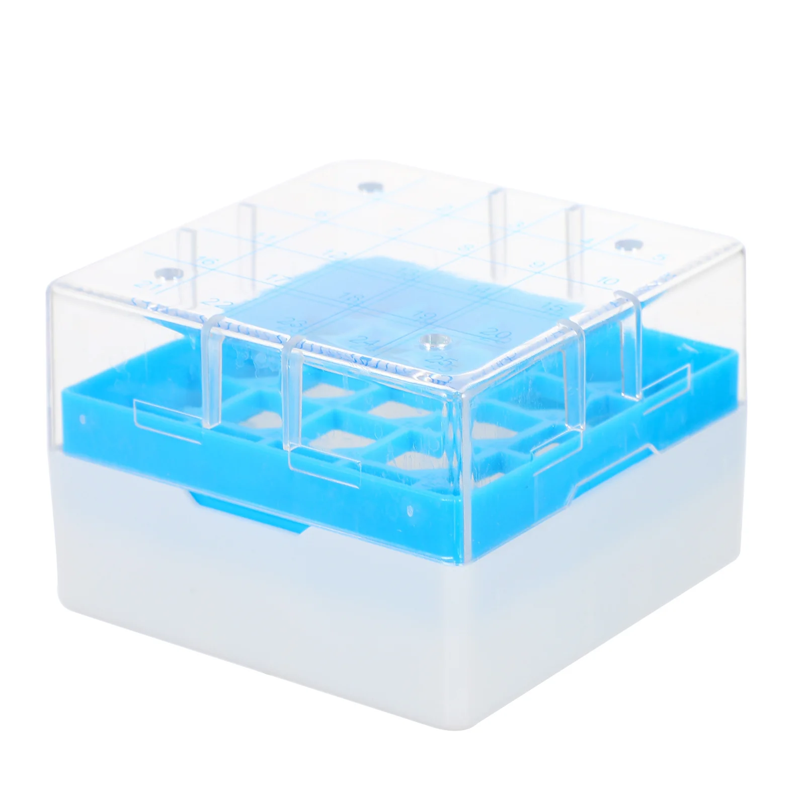

25 Grids Cryovial Storage Box Plastic Freezing Tube Rack Lab Sample Preservation Vial Organizer Freezer Box For Mechanical