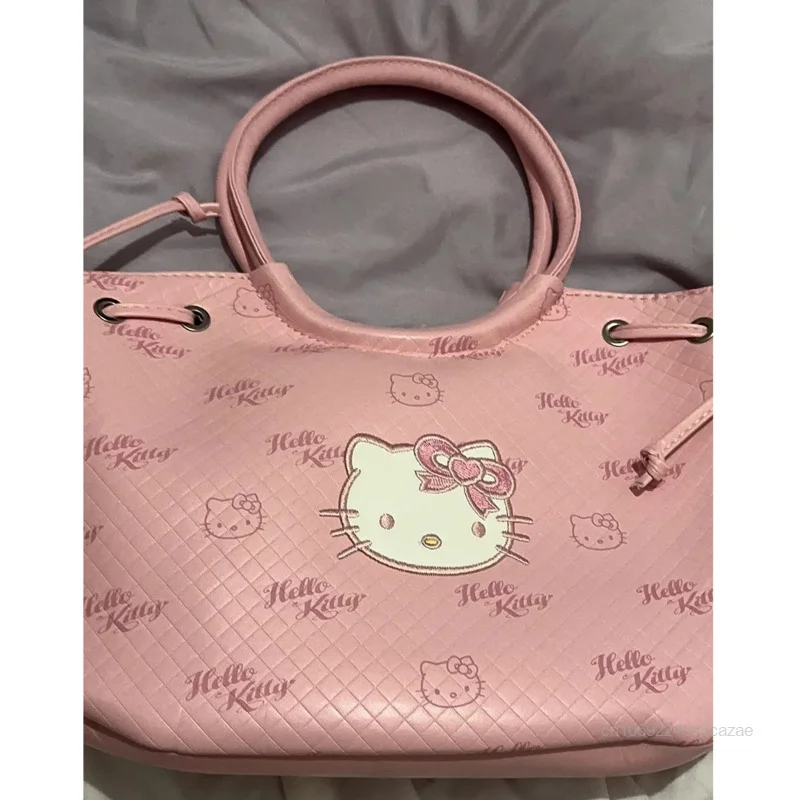 Sanrio Hello Kitty Tote Bag słodka miękka skórzana torba na ramię damska moda podróżna torebki Y2k damskie koreańskie torby estetyczne