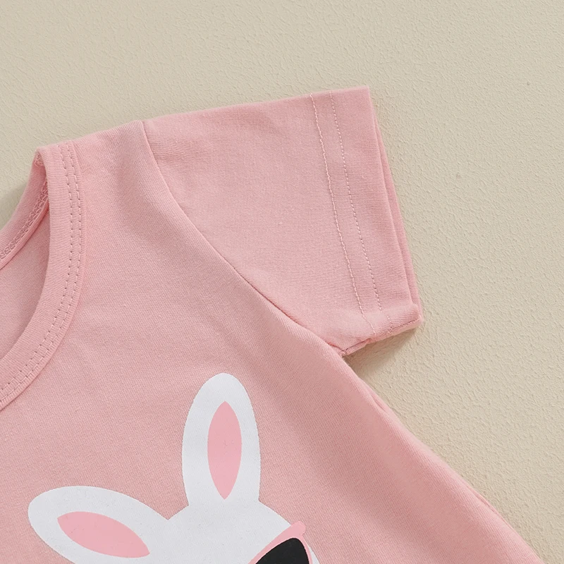 Toddler Baby Boy Girl Easter Outfits Letter Rabbit Print t-shirt e pantaloni lunghi elastici in vita 2 pezzi Set di vestiti