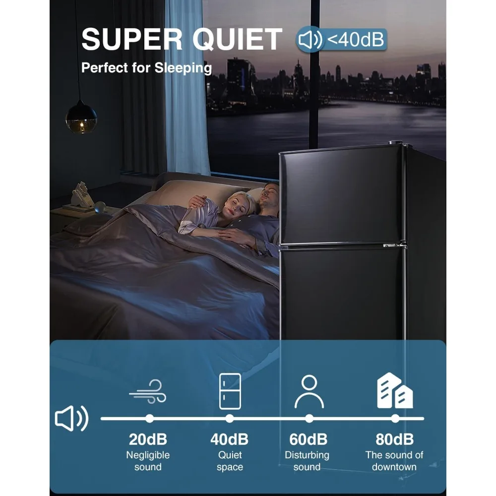 Mini Fridge, 3.5Cu.Ft Compact, Small Refrigerator with Freezer, Retro Fridge with Dual Door for Garage, Dorm,Bedroom, Office