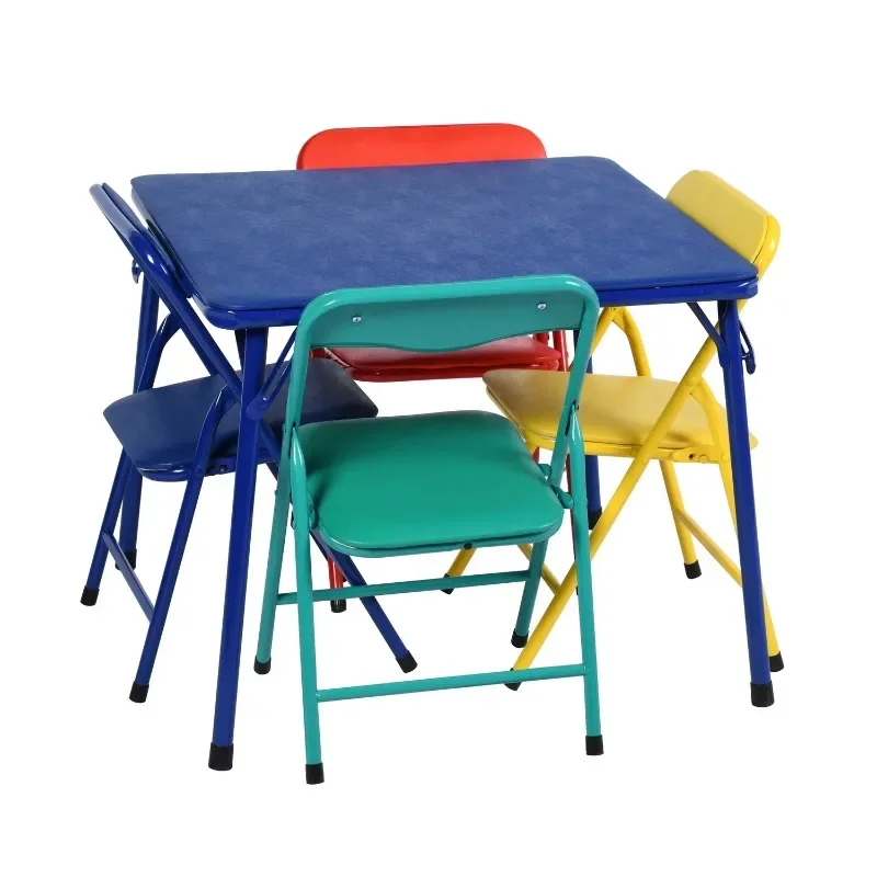 

Hot Sale.NEW Kids Table and 4 Chairs Set, Folding Activity Table for Toddler Daycare Preschool Playroom-Home