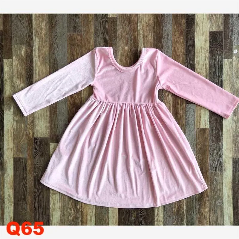 Light pink slim fit autumn long dress for girls baby long sleeve cotton warm outdoor school gathering water wear girls clothes