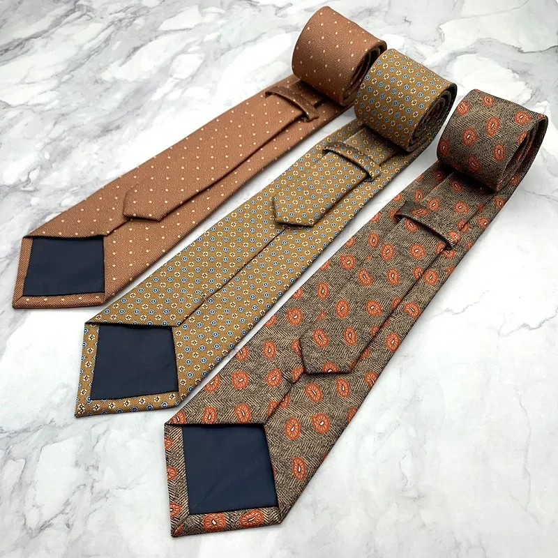 

Tie men's champagne orange business suit shirt accessories for daily wear basic hand printed wide edition 8CM