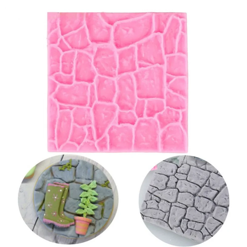 1pc DIY Cake Mold Bakeware Wall Silicone Mould Sugar Craft Rock Stone Fondant 3D Castle Farm Kitchen Tool