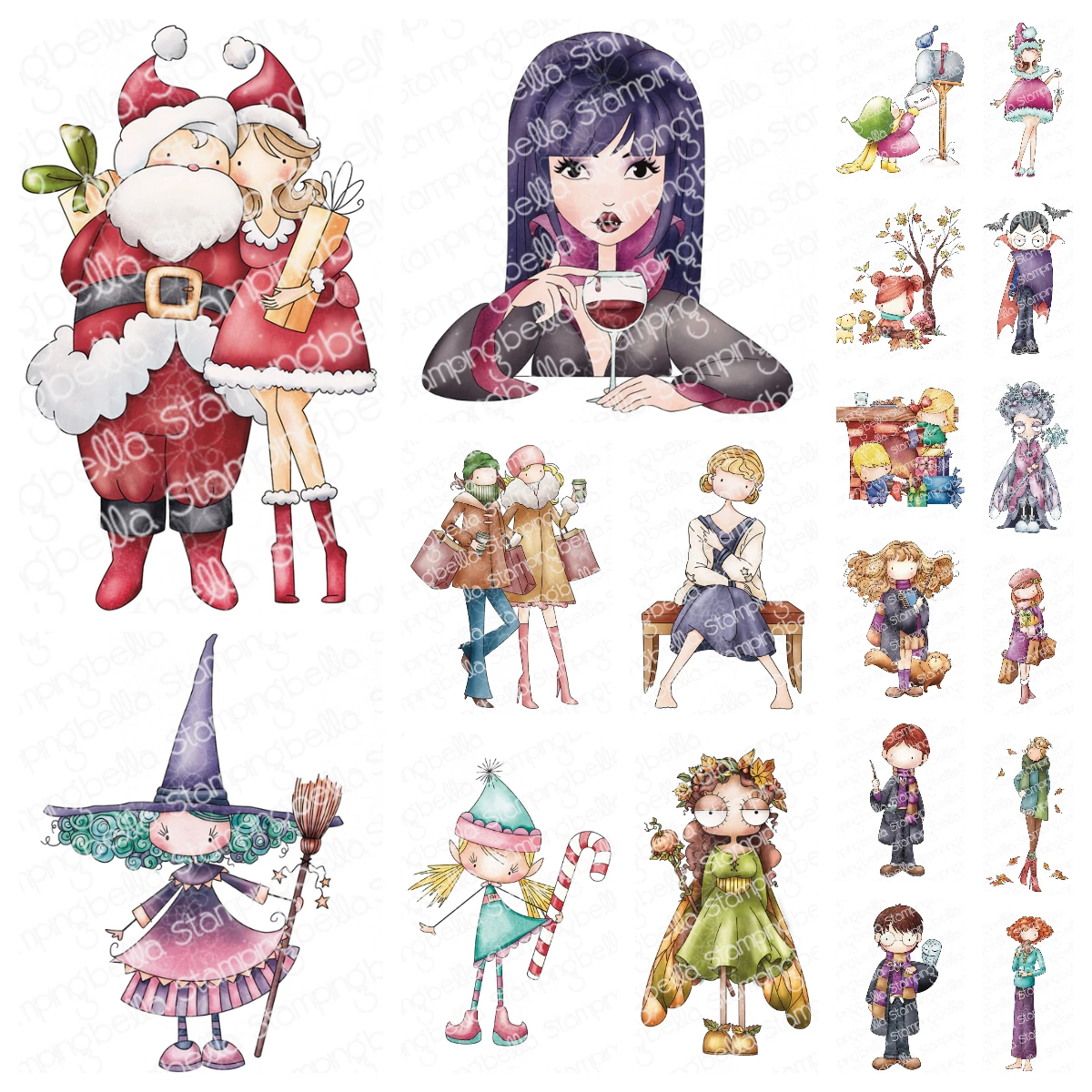 

New 2025 Christmas Elf Rubber Stamp Boo Hallowmas Witch Stamps DIY Scrapbooking Greeting Card Handmade Be Merry Sentiment Stamp