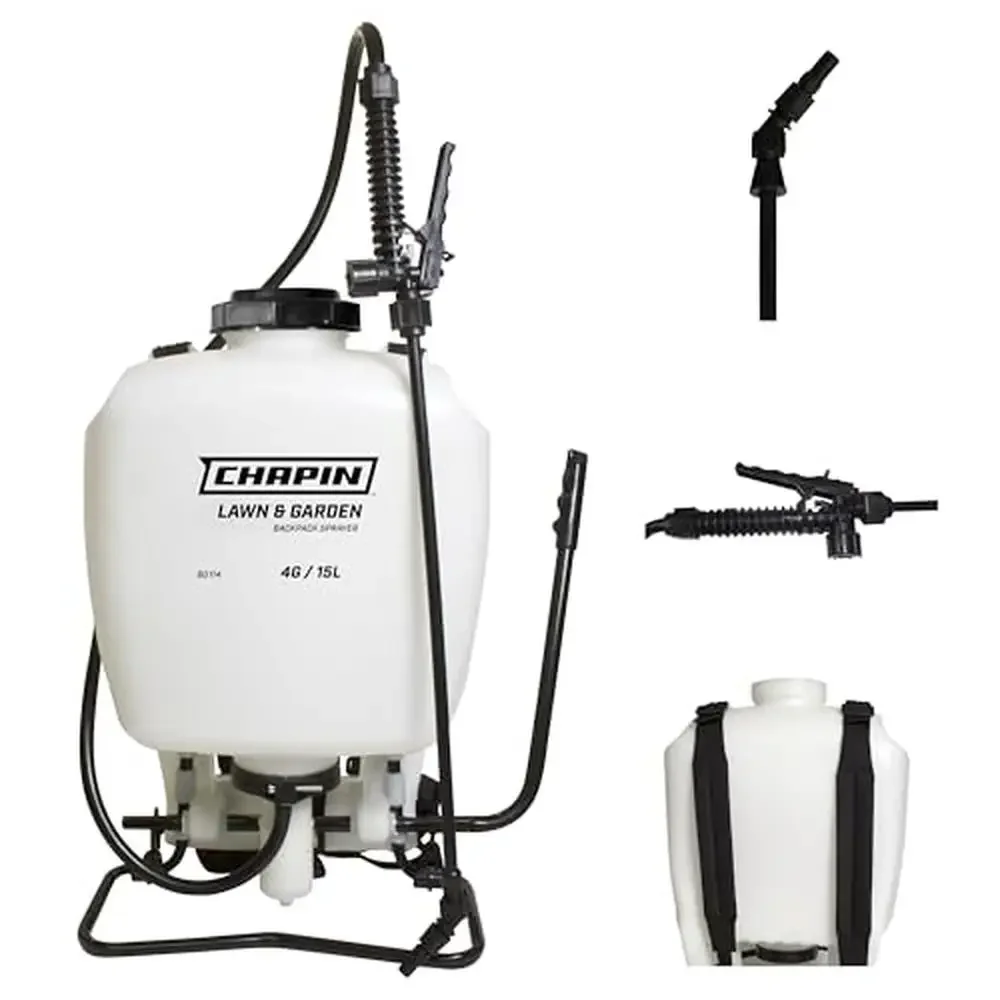 USA 4-Gallon Backpack Sprayer 3-Stage Filtration System Pump Pressured Plants Garden Spray 4