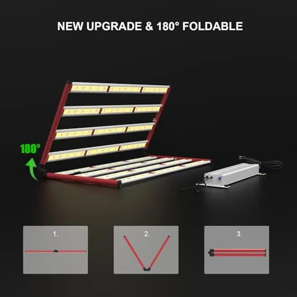 800W Dimmable LED Grow Lights Indoor Plants with Daisy Chain Function Full Spectrum Plant Growing Light Bar Style Foldable Ideal