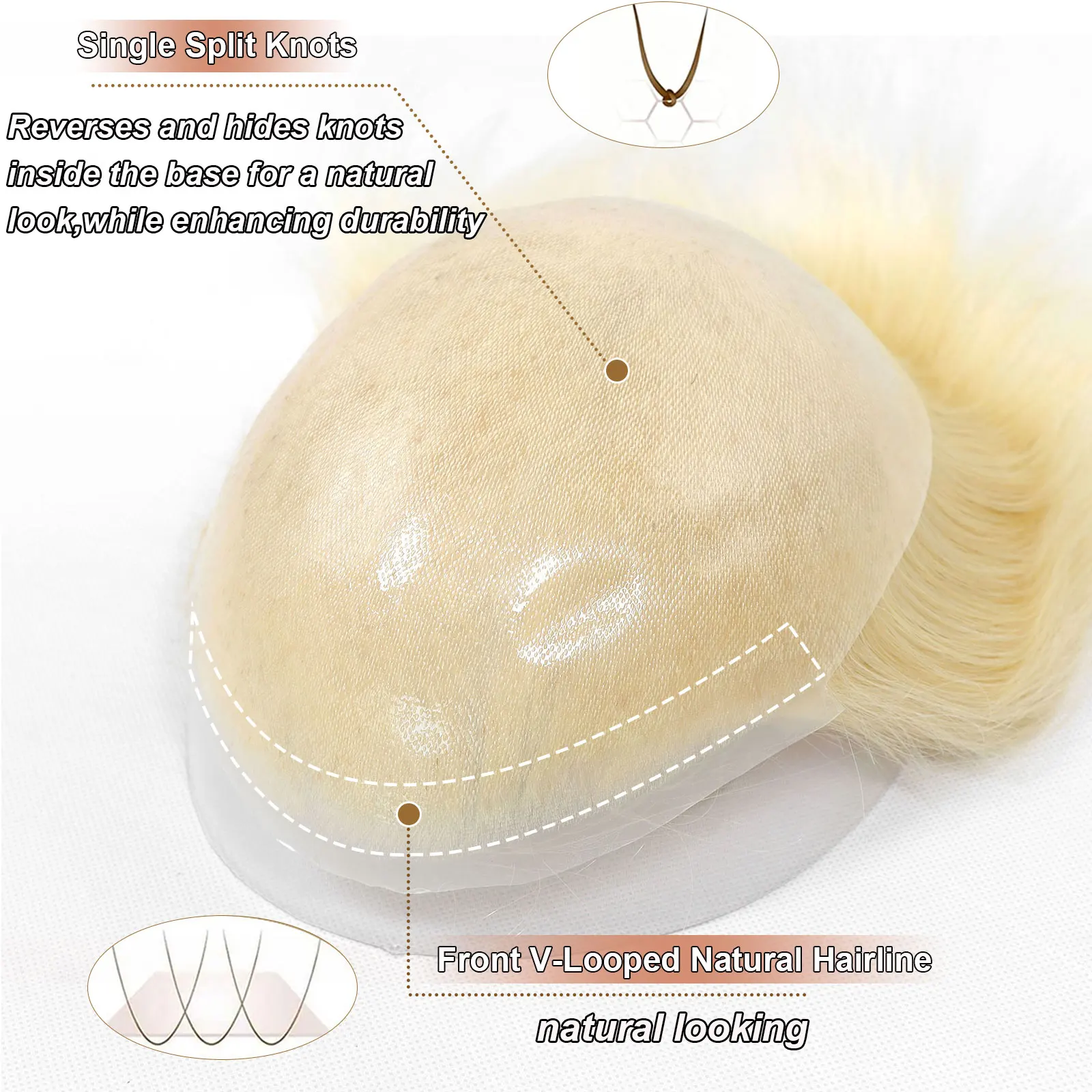 Blonde Invisible Hairline Full PU Skin Toupee For Men Grey Human Hairpiece Men's Toupee Hair Replacement System Hair Patch 8x10