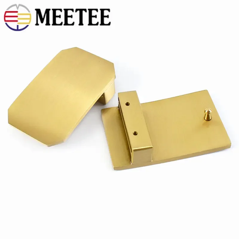 Meetee 35/40mm Pure Solid Brass Belt Buckles Metal Clip Buckle Head for Men Jean Accessories DIY Leather Craft Fit 38-39mm Belts