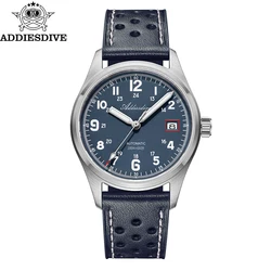 ADDIESDIVE Mechanical Watches New AD2070  Leather Strap BGW9 Super Luminous Sapphire 39mm Watches 20Bar Waterproof Reloj Hombre