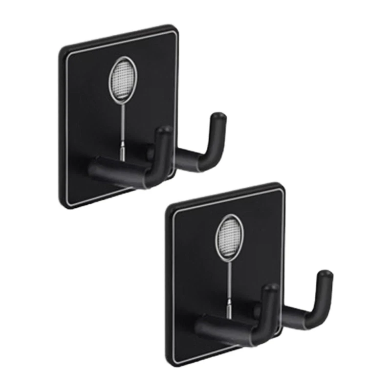 2Pcs Wall Mounted Racket Rack Metal Hanging Hook Tennis Racket Holder Vertical Display Holder for Garage Gym Workouts