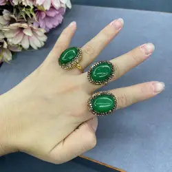 New jade clay inlaid with exquisite rings, popular personality jewelry in Europe and the United States