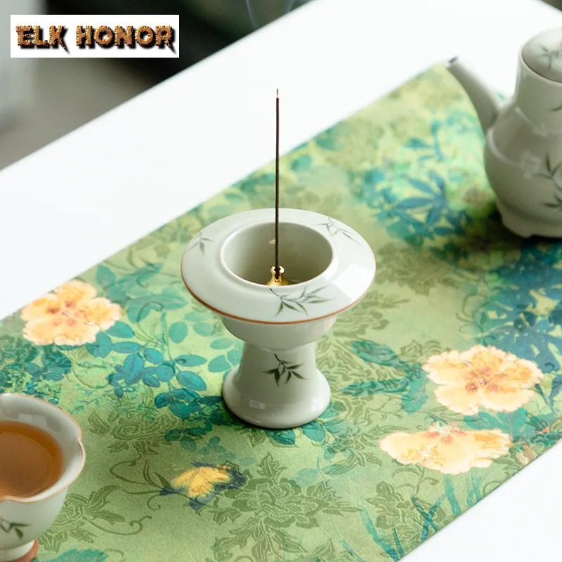 الرماد النباتي رسمت باليد الخيزران عالية القدم حامل البخور البخور شلال البخور المزروعة مبخرة البوذية الحلي