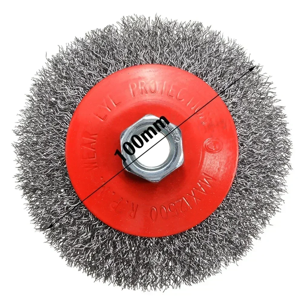 100mm Stainless Steel Wire Brush Bevel Polishing Wheel Rust Remover Brushes For Angle Grinder Electric Drill Thread