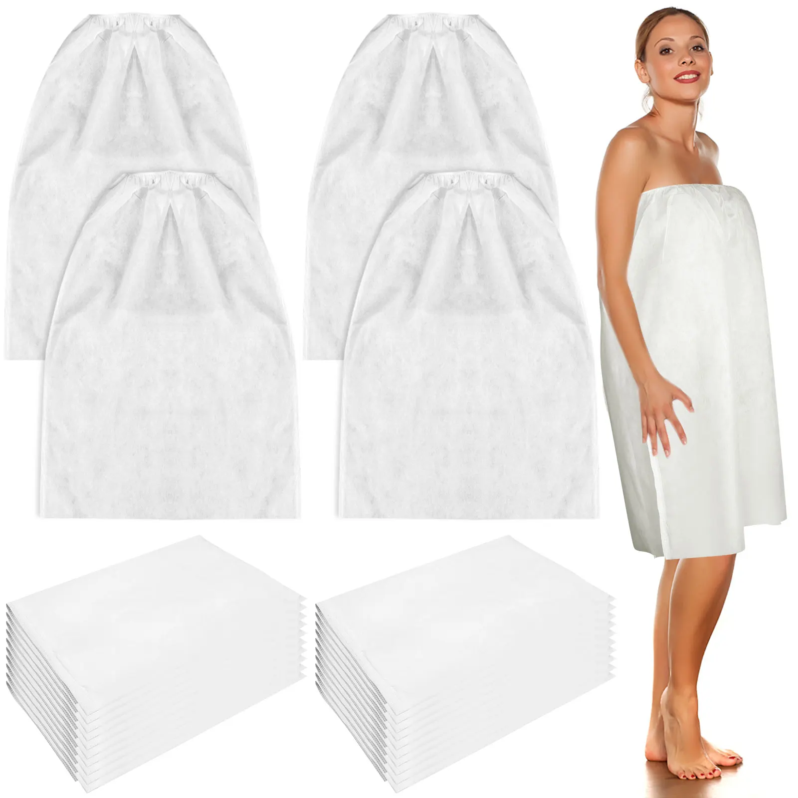 

10/20Pcs Disposable Spa Wrap Adjustable Non-Woven Bath Wrap Bathrobe Sauna Bath Skirt Sweat Steaming Robes for Women Salon Spa