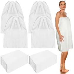 10/20Pcs Disposable Spa Wrap Adjustable Non-Woven Bath Wrap Bathrobe Sauna Bath Skirt Sweat Steaming Robes for Women Salon Spa