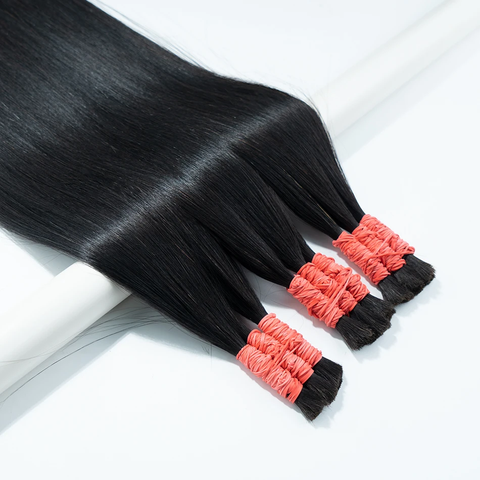 Straight Human Hair Bulk Seamless Hair No Weft Virgin Hair Weaving Wholesale Vendors Straight Real Hair Extensions for Braiding