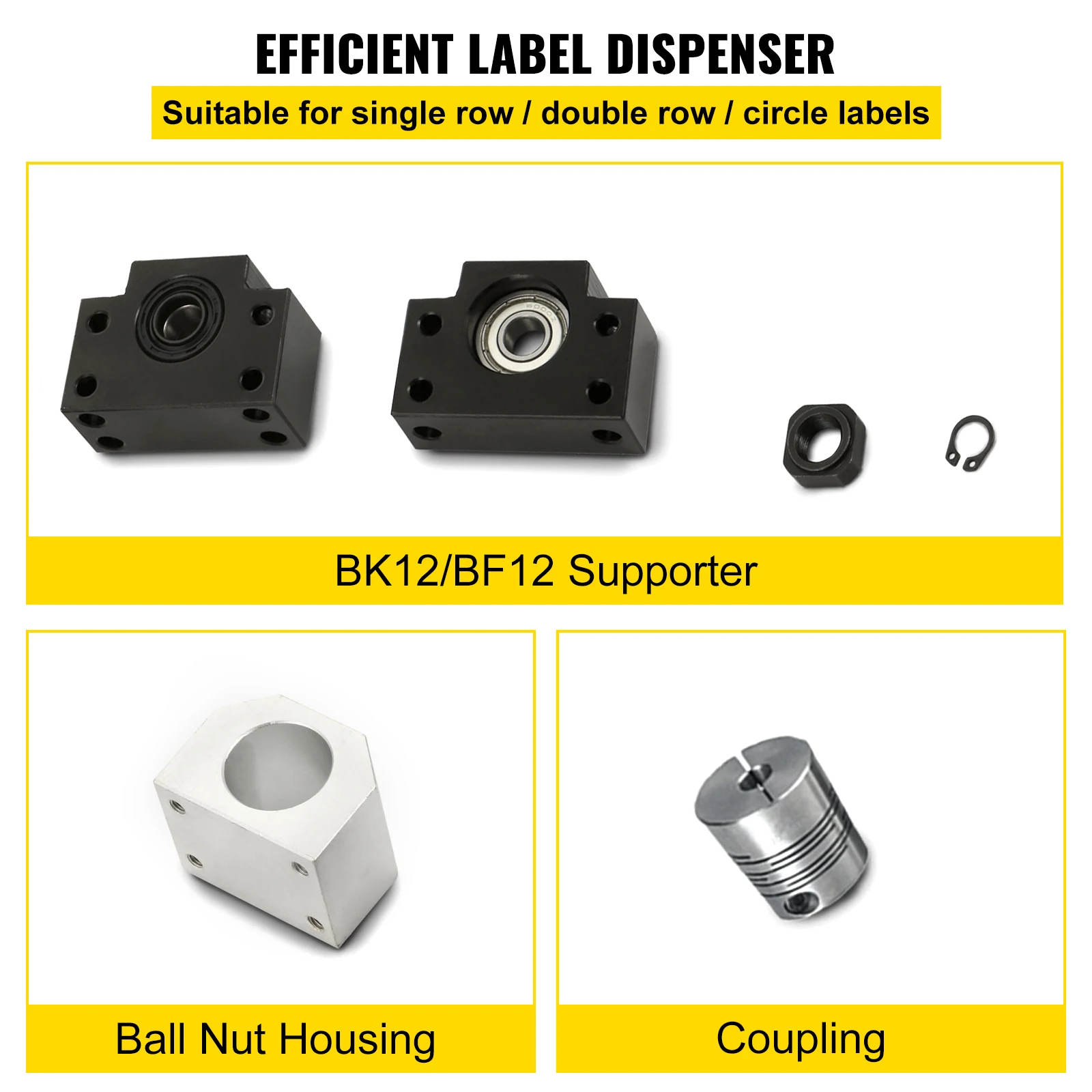 VEVOR Set di Viti a Ricircolo di Sfere Anti-Gioco, Diametro 0,63 Pollici SFU1605 5kg Vite a Ricircolo di Sfere per Router CNC, Macchine Utensili, Robot, Apparecchiature di Assemblaggio di Precisione