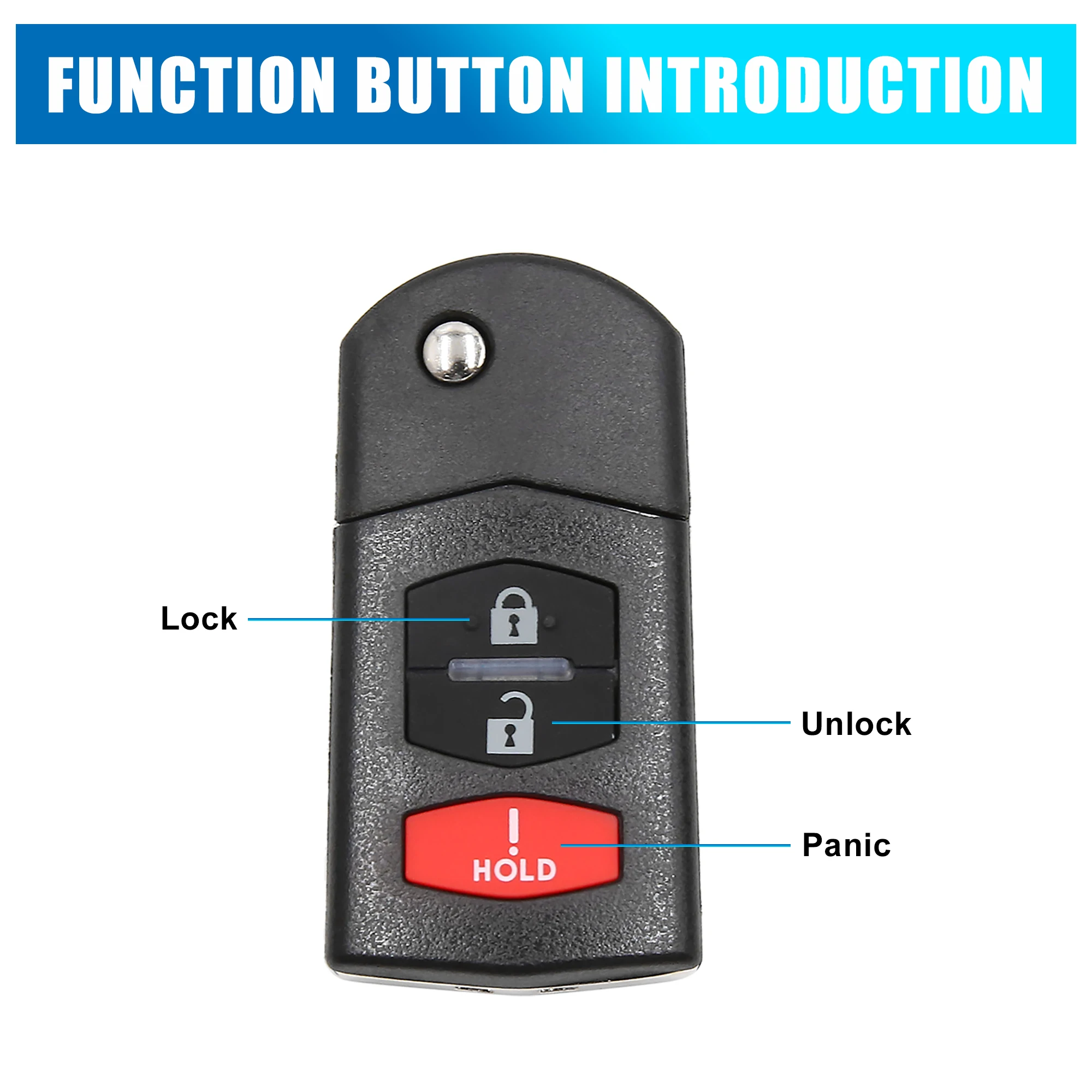 uxcell Car Remote Control Key Fob Case Shell 3 Buttons Cover Tools KPU41788 for Mazda 6 Sedan MX-5 Miata RX-8 Accessories