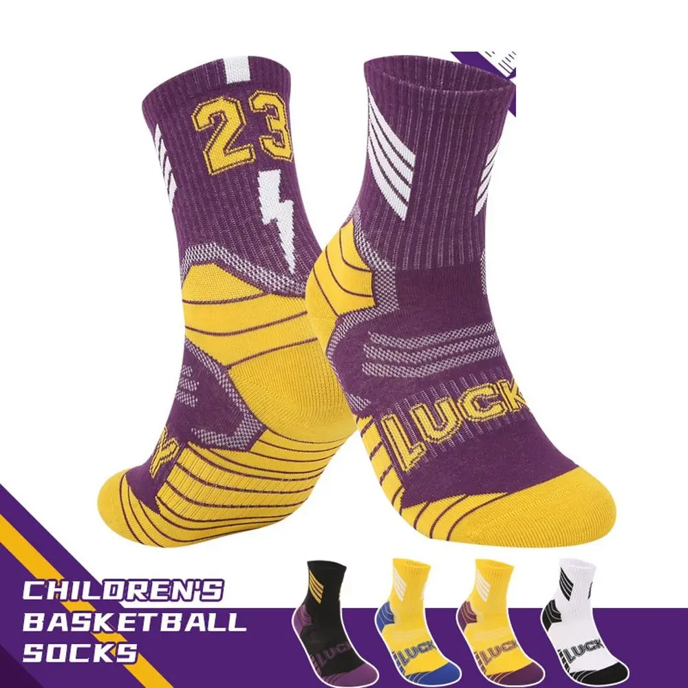 

1 пара хлопковых детских баскетбольных носков, длинные дышащие детские футбольные носки в форме трубки, удобные красочные детские полотенца