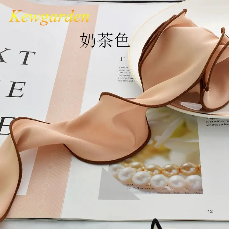 Matte Wavy Edged Satin Ribbon DIY Handmade Headband Hair Accessory Material Bow Hair Silky Fabric for Sewing and Craft 6 Meters