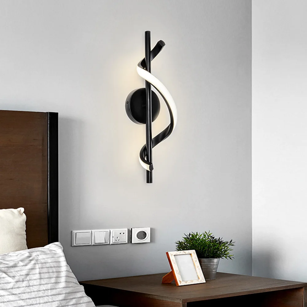 

Modern LED Wall Lamp Dimming Wall Sconce Light S-Curve Design Aisle Corridor Lamp Living Room Background Light Bedside Lamp