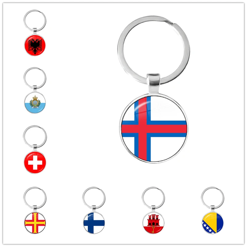Gibraltar jérsei san marino suíça guernsey finlândia ilhas faroé bósnia e herzegovina albânia bandeira da nação chaveiro
