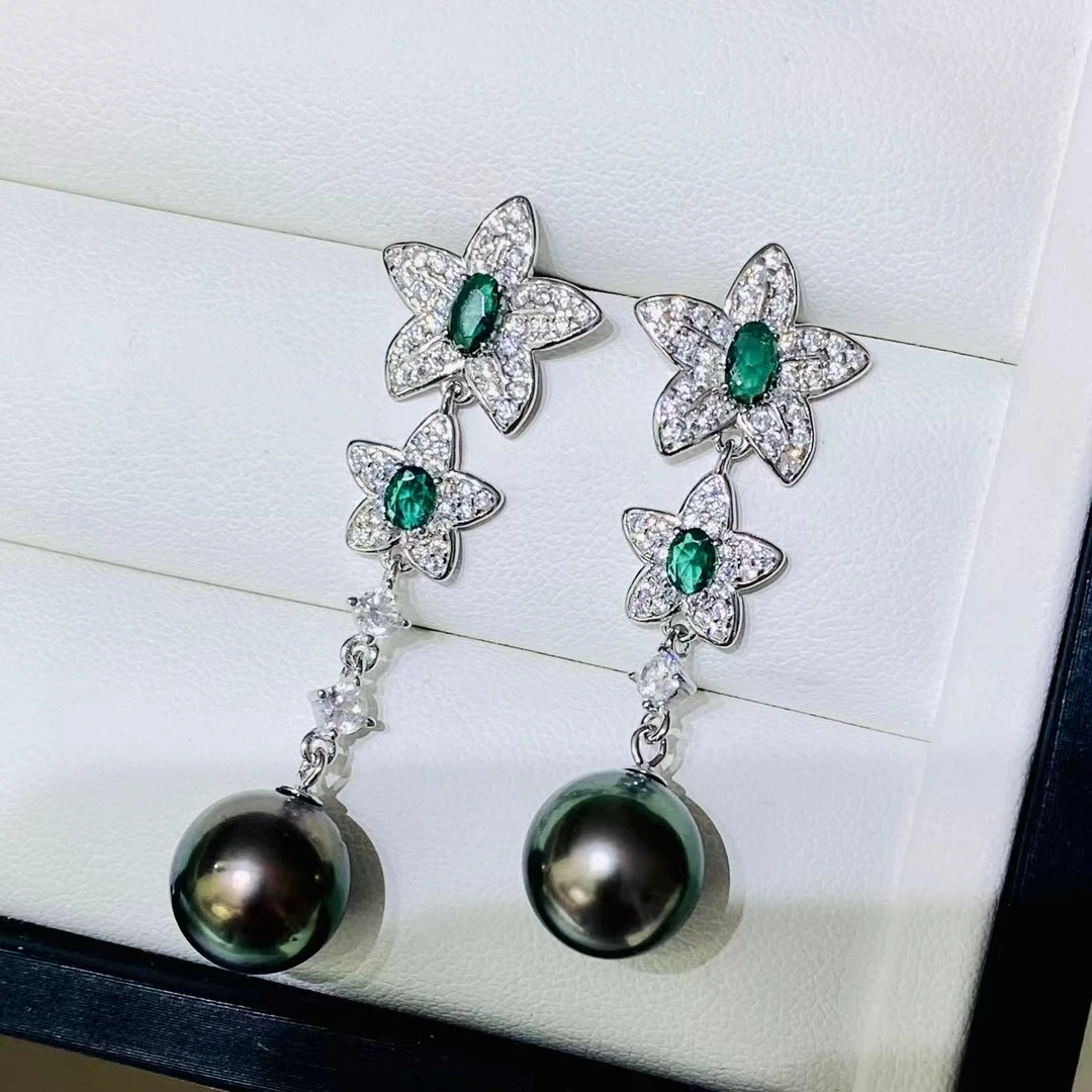 Wholesale 925 Sterling Silver Earrings Mount Findings Settings Base Mounting Parts Accessory for 10-15mm Pearls 5 pairs/lot