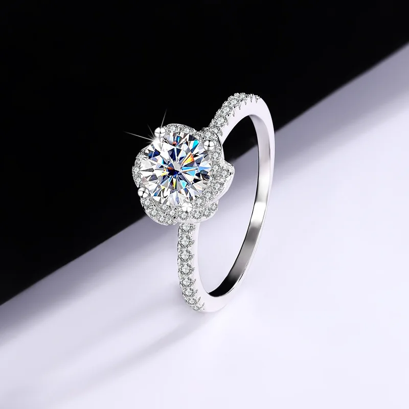 Women's light luxury jewelry S925 sterling silver [Blooming] Rose Moissanite Ring Bouquet Wedding Proposal Valentine's Day Gift