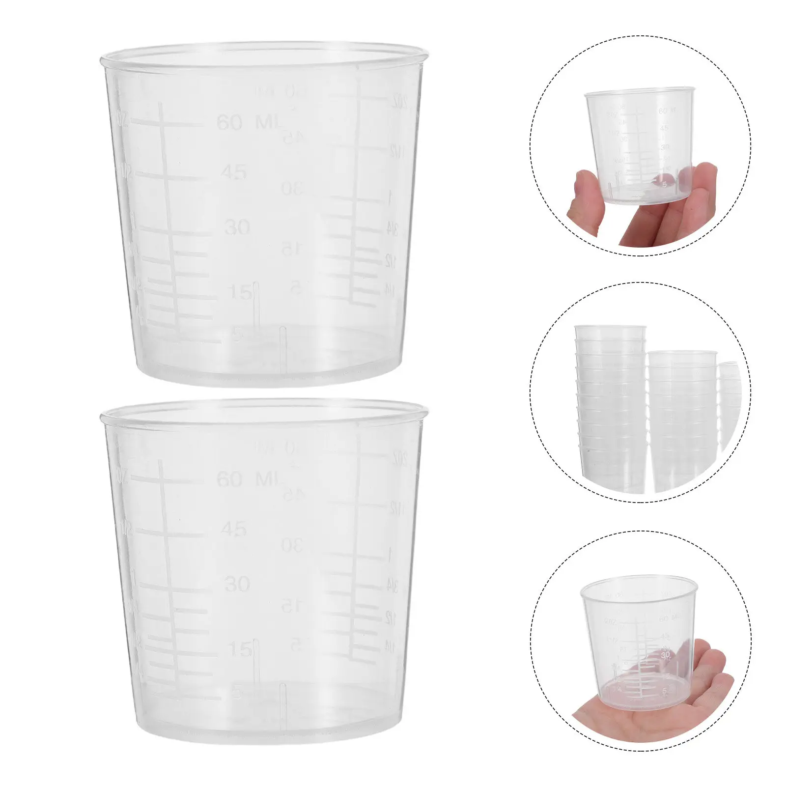 25Pcs 60Ml Thickened Plastic Measuring Cup Graduated Scale Wide Mouth Acid Alkali Resistant Lab Kitchen Measuring Beaker
