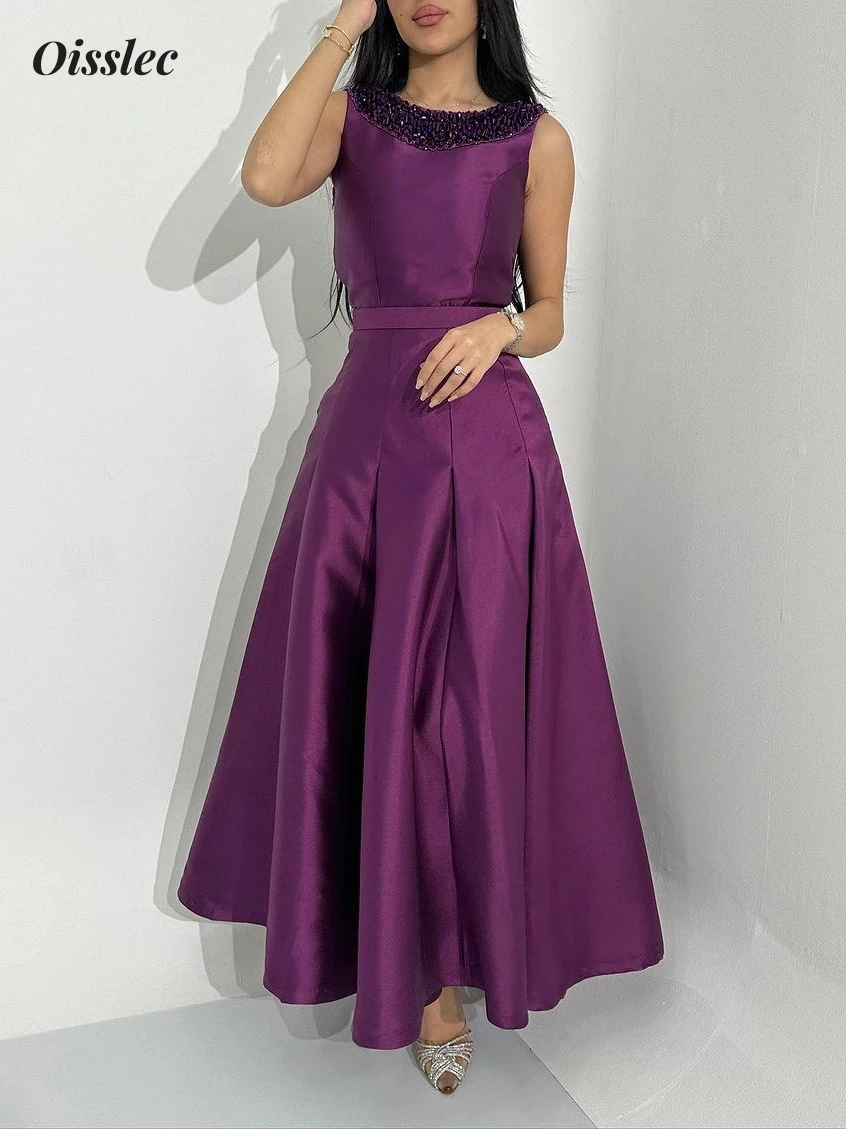 

Oisslec Dress Elegant Vintage Sexy Sweet Purple Beading A-Line Customize Formal Occasion Prom Dress Evening Party Gowns