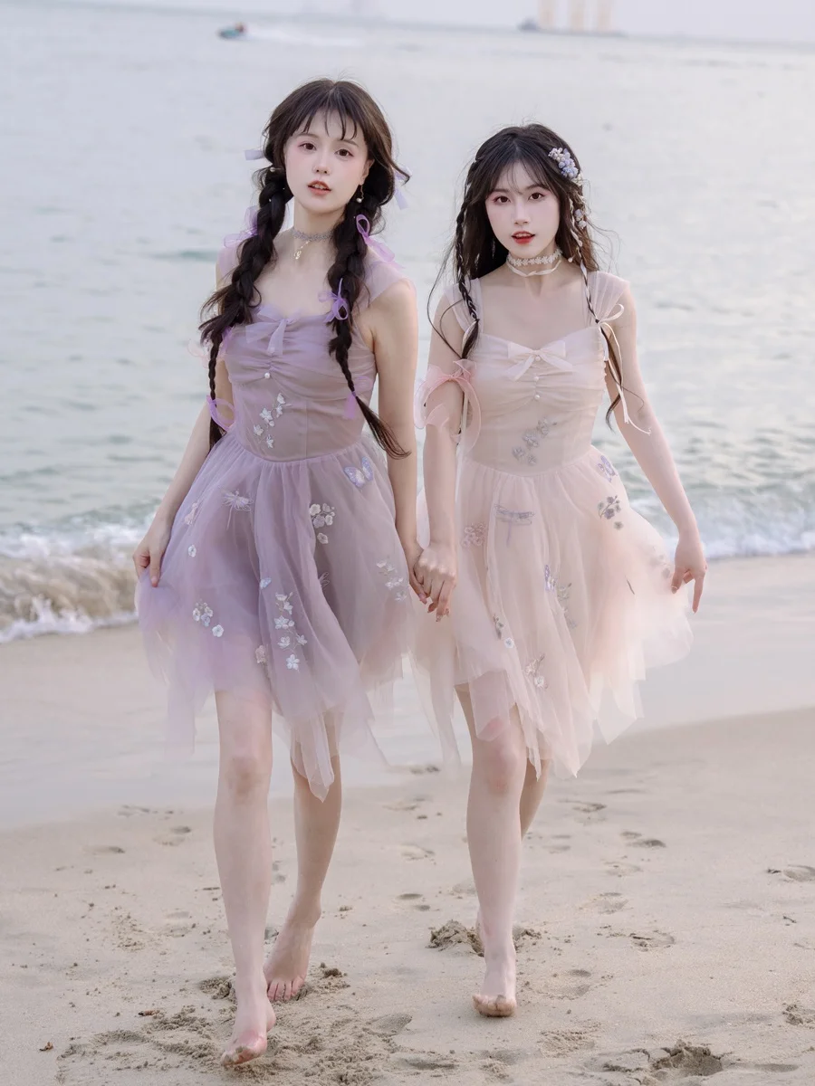 

Chuan Dai Time Fairy Dust Tee Color Me Strap Dr Waist Cinching Splice Design Girls Summer Faion Outfit Svel