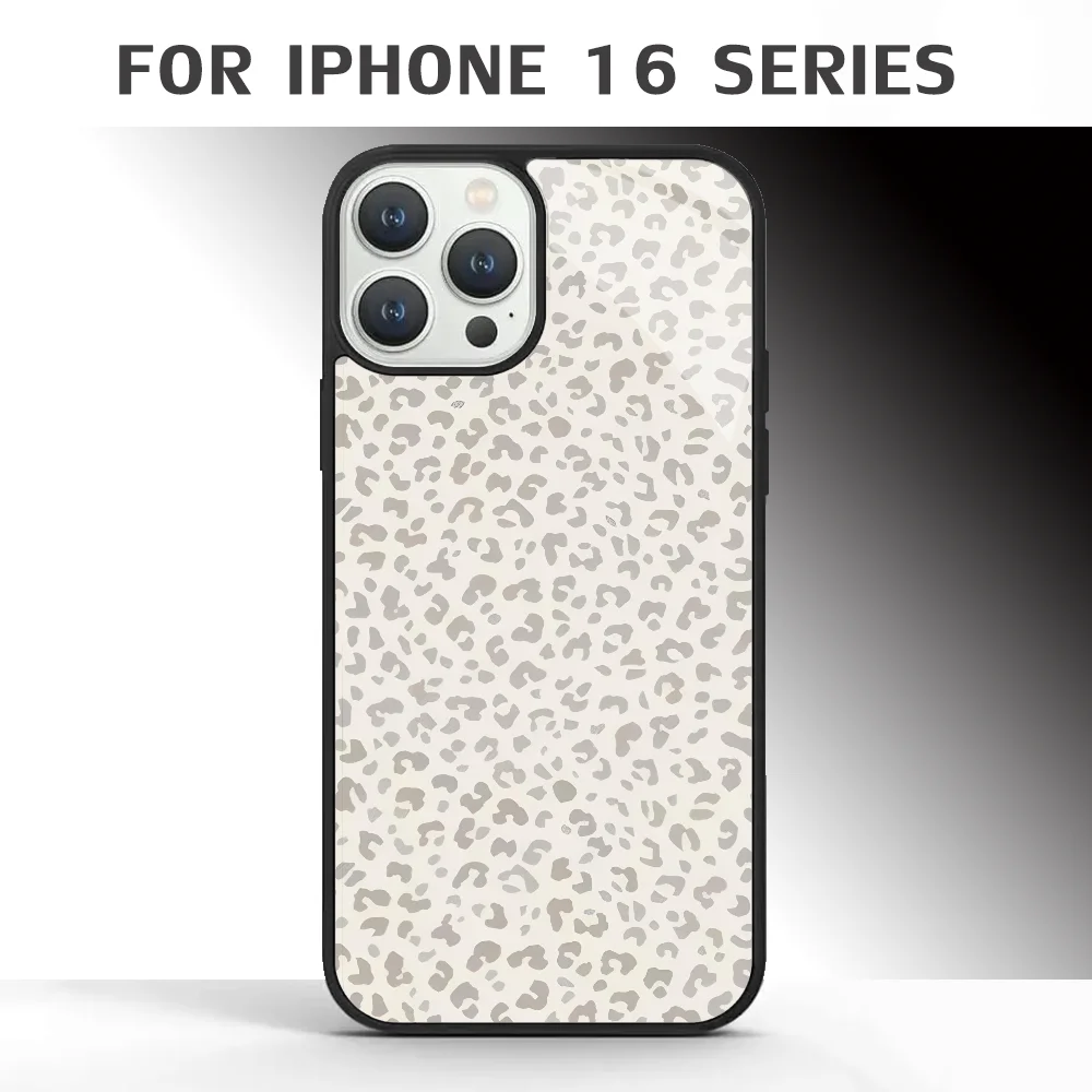 Scattered Cheetah Print Phone Case For IPhone 16 16pro 16plus 16promax Pro Plus Max Mirror Acrylic PC TPU Cover