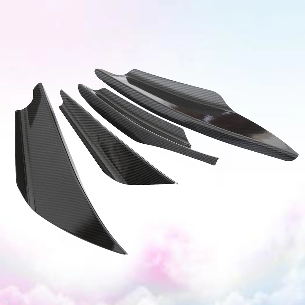 

4Pcs ABS Front Bumper Lip Splitter Spoiler Racing Shovel Carbon Fiber Surface Durable Car Bumper Cover Styling Upgrade