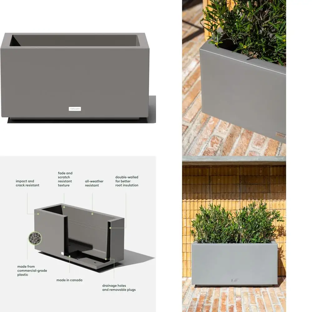 

Большой прямоугольный ящик для цветов на открытом воздухе/в помещении — прочный устойчивый к атмосферным воздействиям кашпо для патио и крыльца на все сезоны