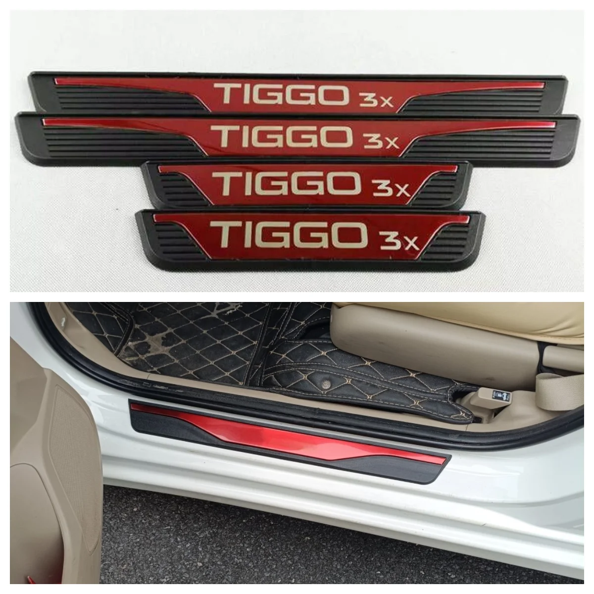 For Chery Tiggo 3X Tiggo3X 2027-2018 Car Door Sill Protector Plate 3d Trim Stainless Steel Sticker Interior Moulding Accessories