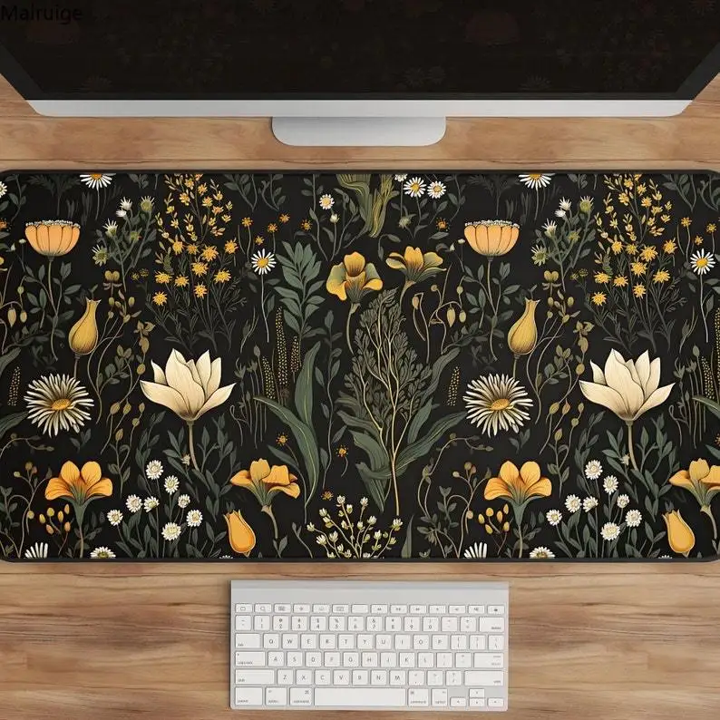

Retro floral and plant mouse pad, table pad, anti slip lock edge, washable, suitable for e-sports office and home use