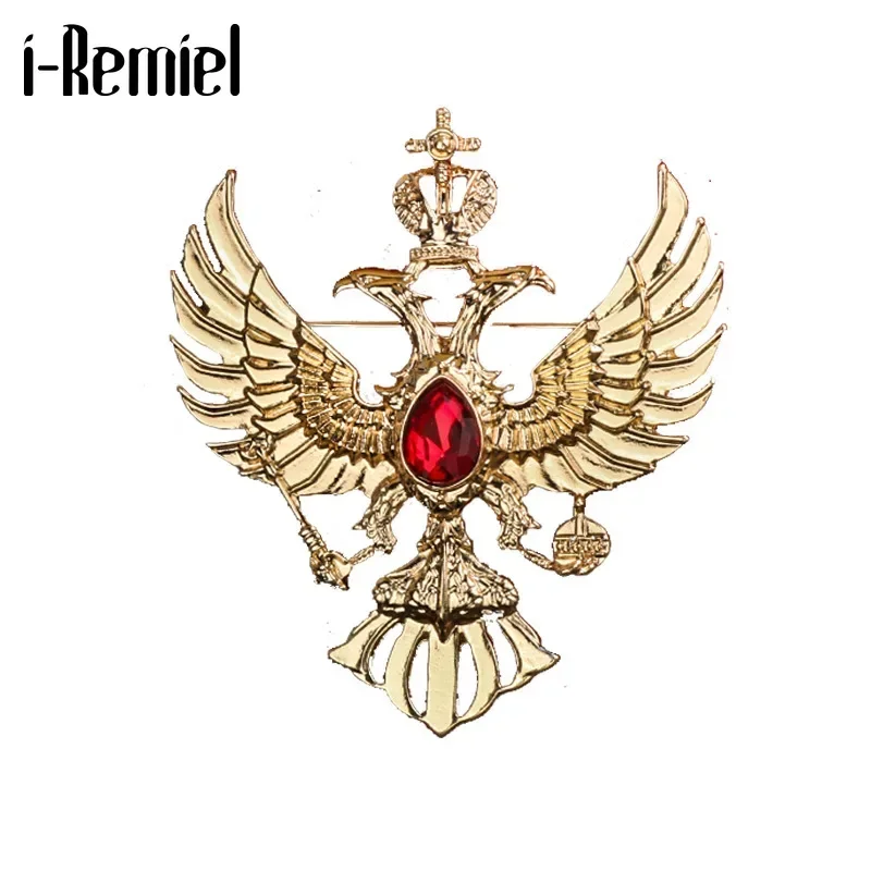 New Vintage Crystal Eagle Brooches Crown Men's Suit Coat Badge Corsage Collar Pin Brooch Jewelry Luxury Clothing Accessories