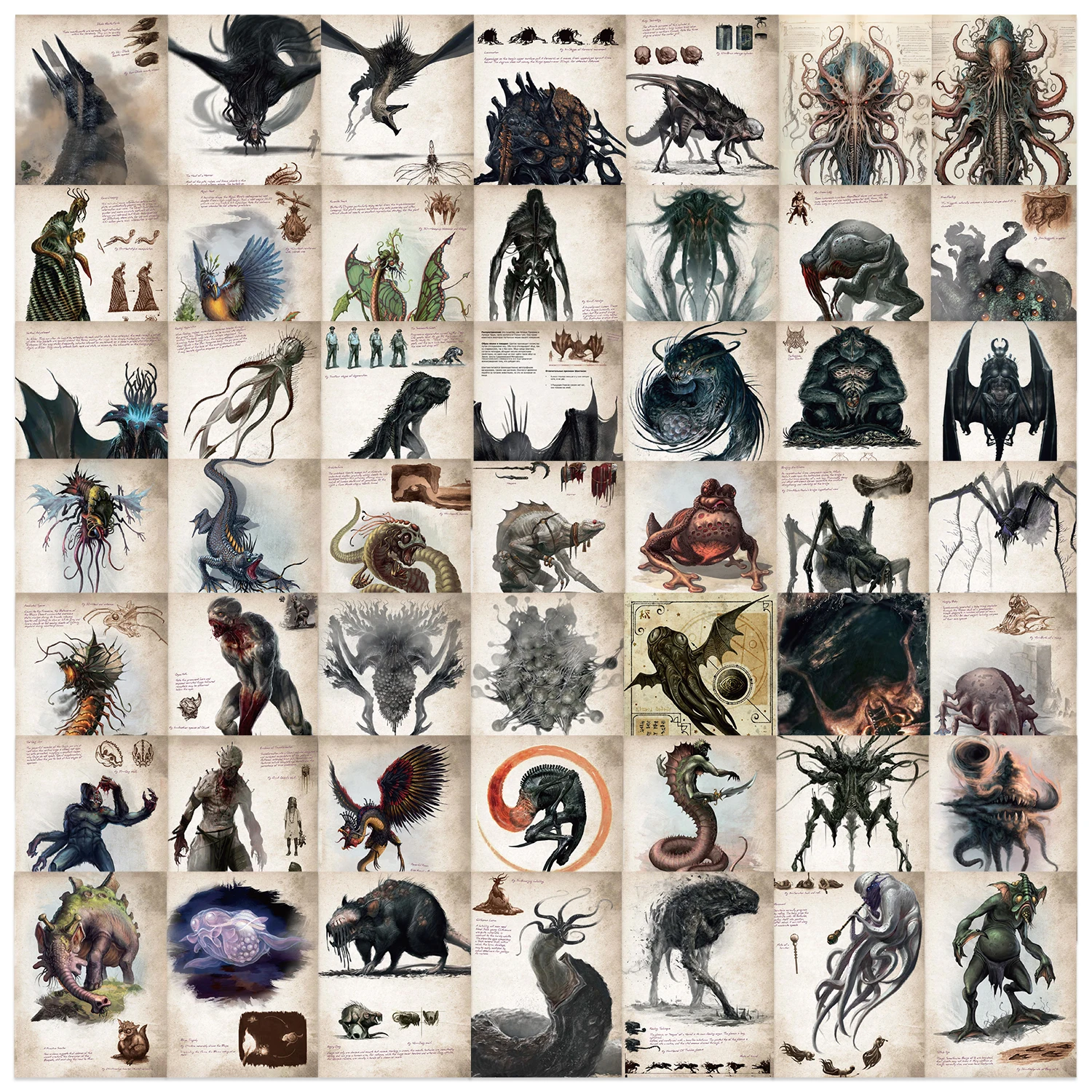 50pcs Cthulhu Mythos Monsters Stickers Cartoon Decals Toy Stationery Guitar Phone Bicycle Laptop Luggage Car Graffiti Sticker