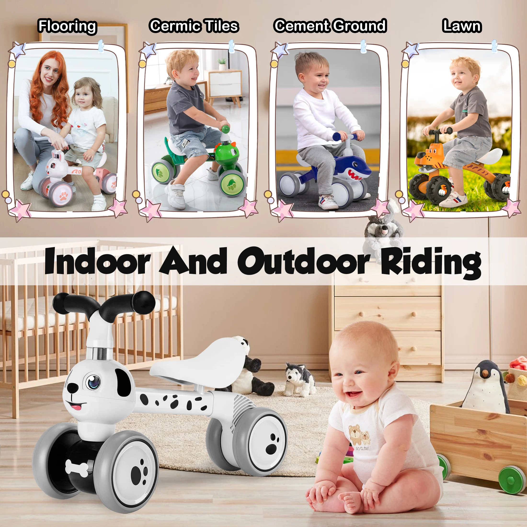 Baba Áthozás Bicaj vel 4 wheels, számára ages 12-36 months toys ajándékok, 1 Esztendő Agg Fiú, Elárusítónő Áthozás Bicaj, Kisded beste 1st születésnapi