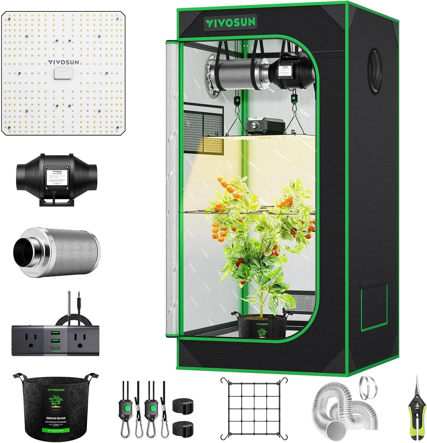 

Комплектная система для выращивания растений 2х2 фута, система для одного растения, управляемая по Wi-Fi, с полноспектральным светодиодным фитосветильником, автоматическая.